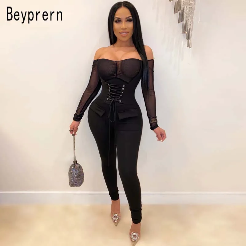 Новинка шикарный женский корсет Beyprern с открытыми плечами сексуальный комбинезон