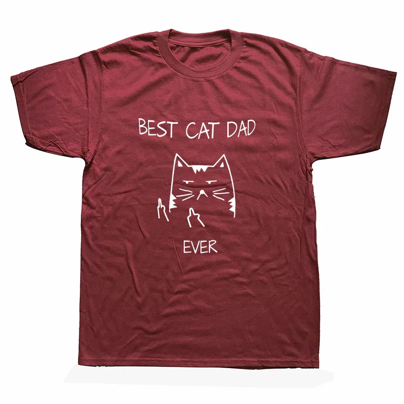 

Funny Best Cat Dad Ever Print Joke T-shirt Men Gift for Husband Casual Short Sleeve Cotton T Shirts Mens Top Tees