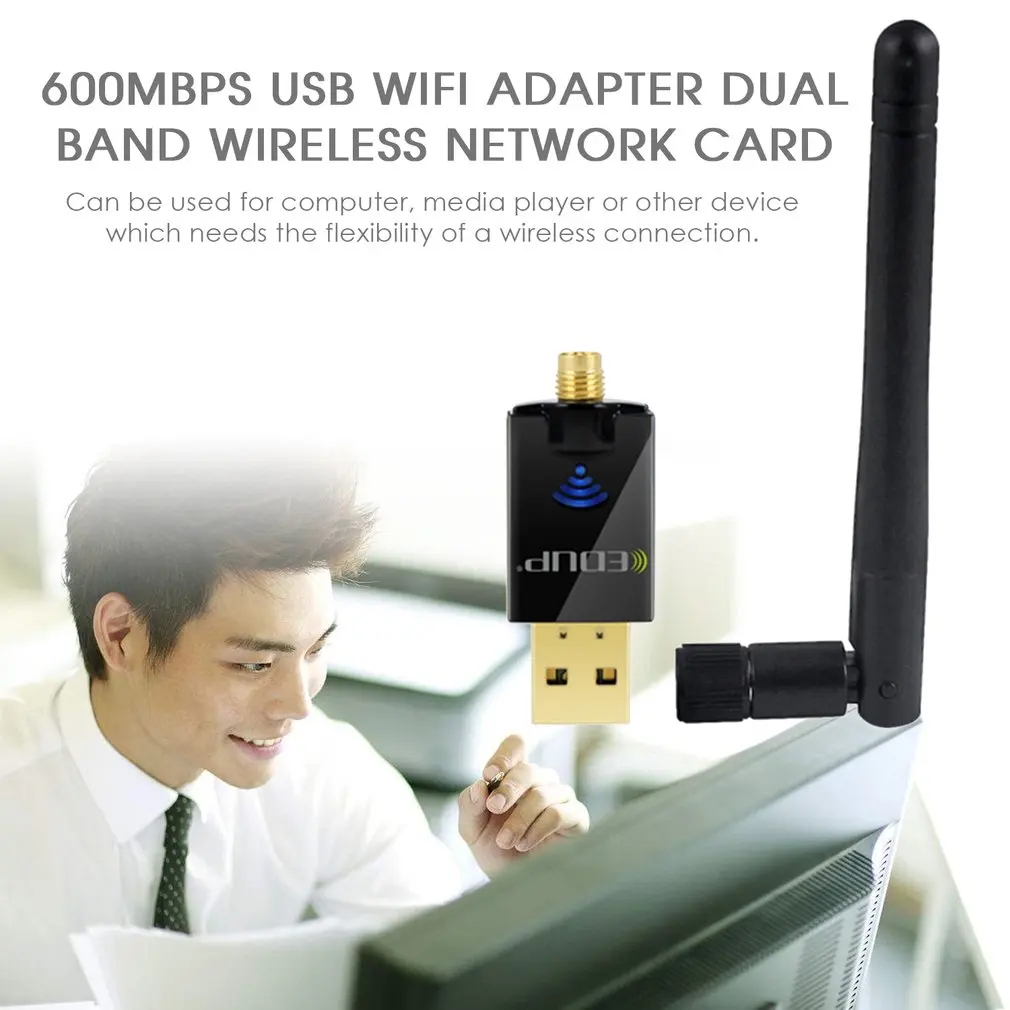 600 Мбит/с USB WiFi адаптер EP-AC1608 двухдиапазонный 5 ГГц 2,4 ГГц 802.11ac беспроводная сетевая карта с 2dBi антенна Wifi приемник
