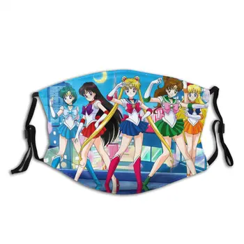 

Sailor Moon Anime Reusable Mouth Face Mask Anti Bacterial Dustproof Mask With Filters Protection Mask Respirator Mouth Muffle