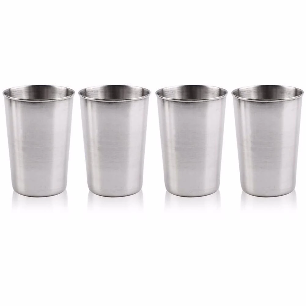 

4 Pcs/set Drinking Picnic Mugs Double Outdoor Sports Camping Cup With Storage Bag Tableware Stainless Steel Travel Home Portable