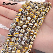 

6/8/10mm Loose Beads Natural Stone Dark Yellow Malachite Beads Round For Jewelry DIY Making Bracelet Accessories