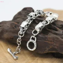 S925 Серебряный браслет для мужчин восстановление древних способов тайское модное серебро панк человек череп рок и хип-хоп мода для мужчин
