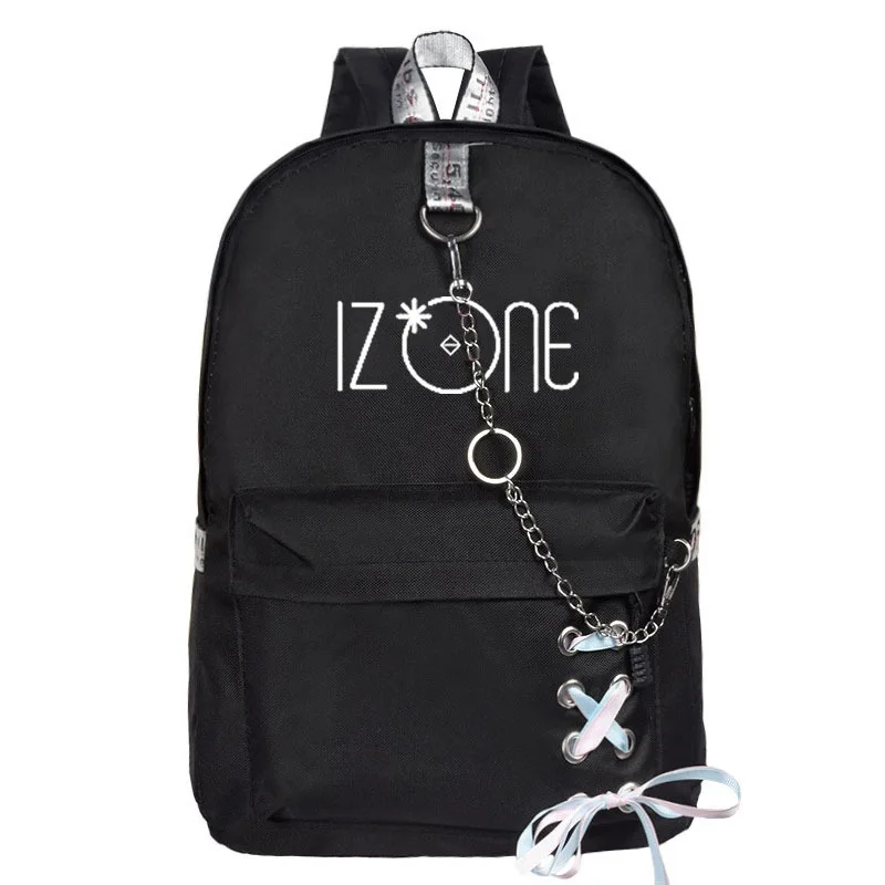 IZone сопутствующие товары Школьная Сумка Стиль Знаменитостей рюкзак корейский стиль цепь на шнуровке Мужская и Женская Студенческая уличная спортивная сумка
