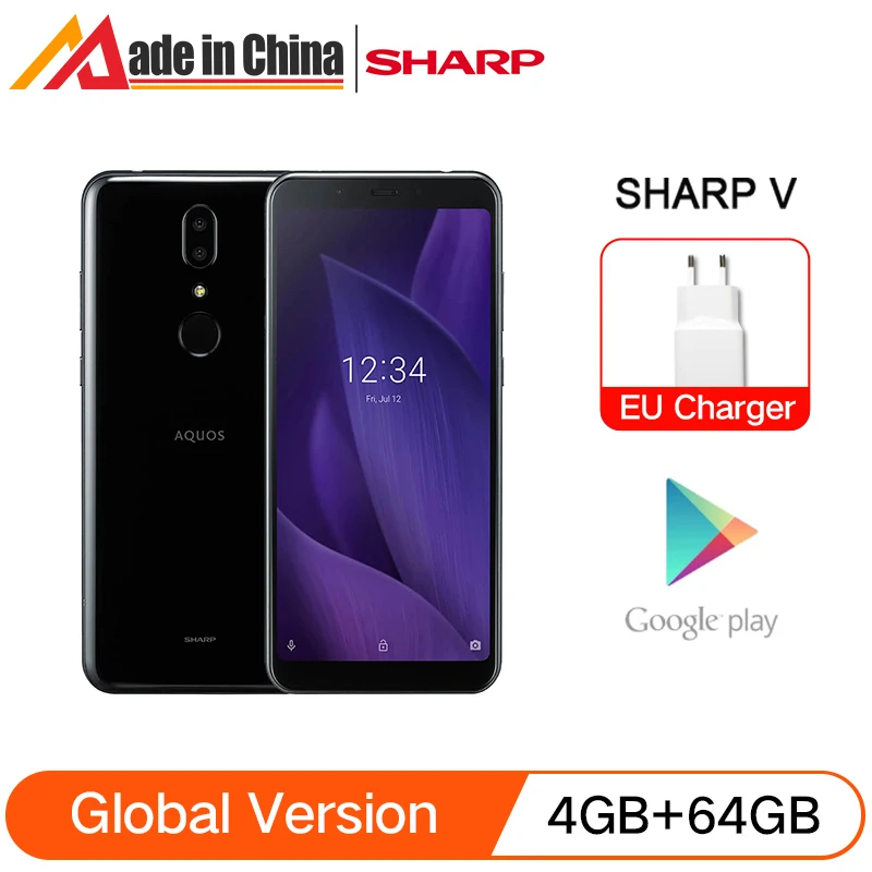 Versión Global Sharp AQUOS V Snapdragon 835 4GB RAM 64GB ROM 5,9 pulgadas FHD + 13MP cámaras duales Android 9,0 4G Smartphone