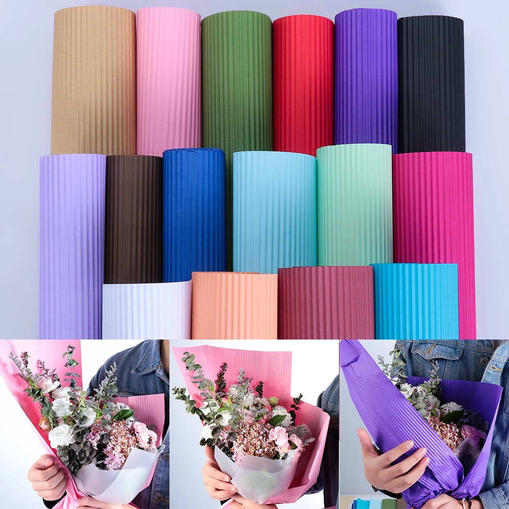

1Roll 50*70cm DIY Handmade Colored Corrugated Paper Kid Scrapbooking Craft Supplies Wrapping Origami Bouquet Packing Paper