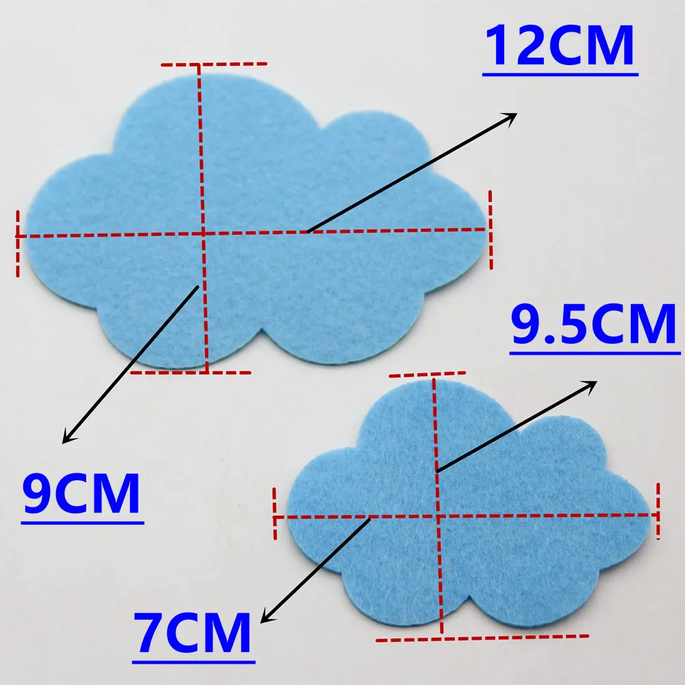 4 шт. синие/белые облака ремесло фетровые аппликации Детская комната дома Детский сад DIY наклейки на стену нетканые Вырубные войлоки милые украшения
