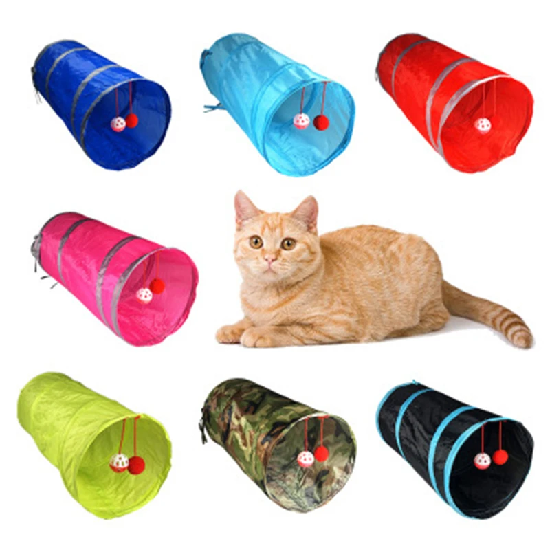 

Cat Toy 7 Color 2 Holes Play Tubes Balls Funny Cat Tunnel Collapsible Crinkle Kitten Toys Puppy Rabbit Play Dog Chat Tunnel