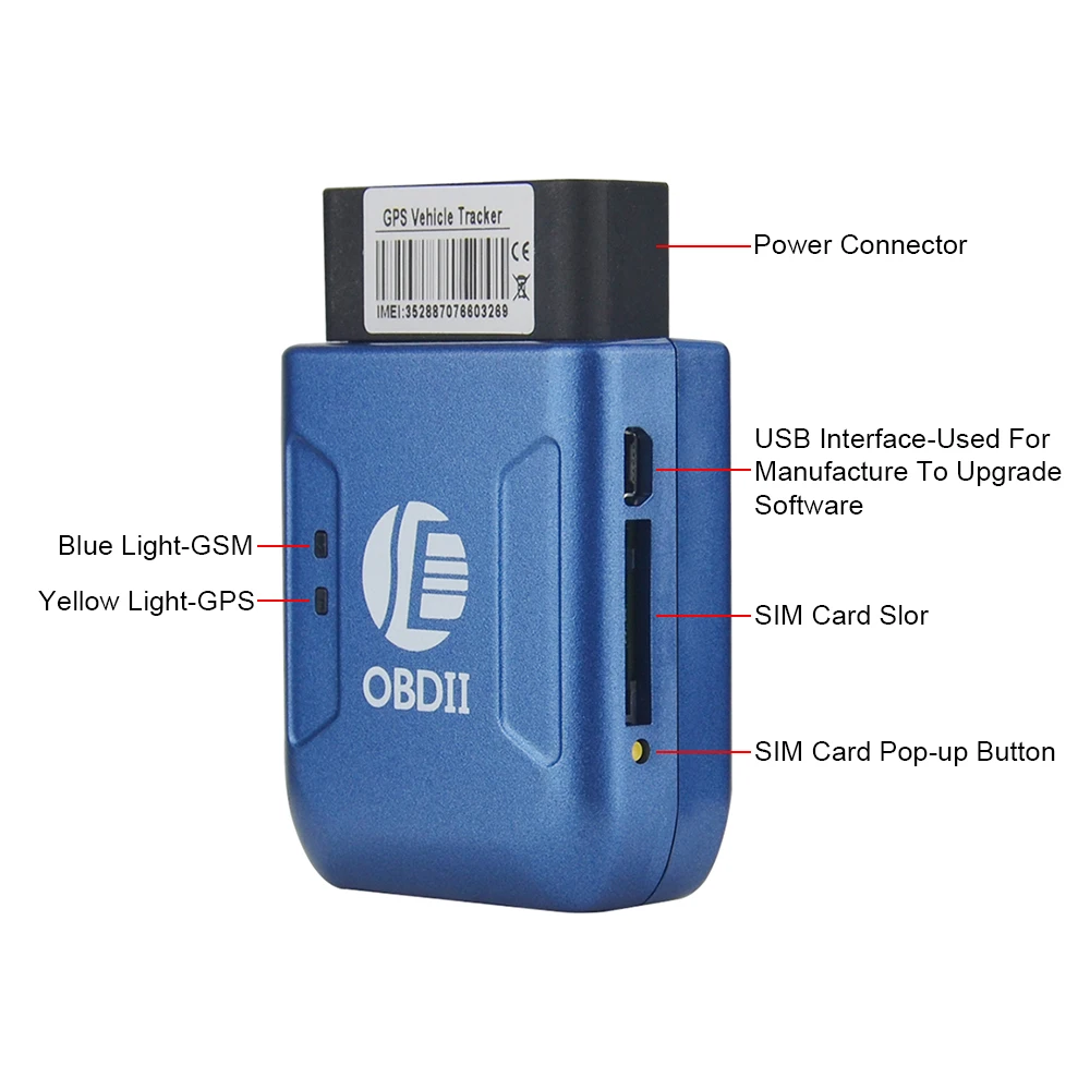 TK206 OBD2 GPS GPRS система слежения за автомобилем в режиме реального времени с Geofence