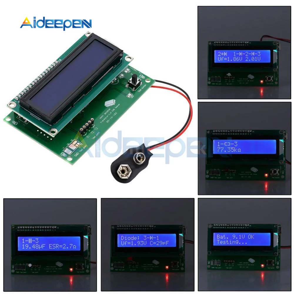 

TS-M8N LCD Display Transistor Tester Diode Triode Capacitance Resistor ESR Meter MOSFET NPN/PNP 9V 40mA