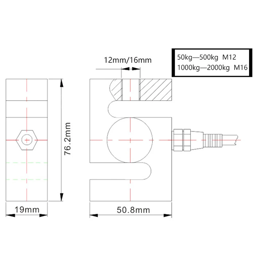 500KG 1102LB Weighting Sensor Load Cell Scale Sensor for S Type Electronic Scale