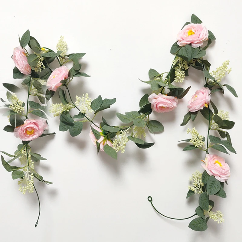 

Simulation Flower Garland Eucalyptus Foliage Hanging Display Wedding Ceremony Home Decorations Artificial Plants