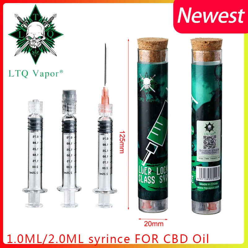 Vape accessories LTQ VAPOR glass syrince 1.0ML/2.0ML syrince FOR CBD Oil Luer lock Accessories Vape DIY Tools for RDA RTA RDTA