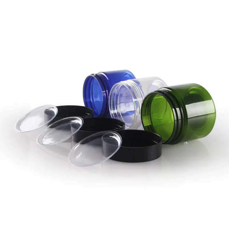 

20pcs 50g Colored Empty Cylindrical Cosmetic Cream Jars With Screw Lids Clear Cream Containers with Plastic or Tin lid