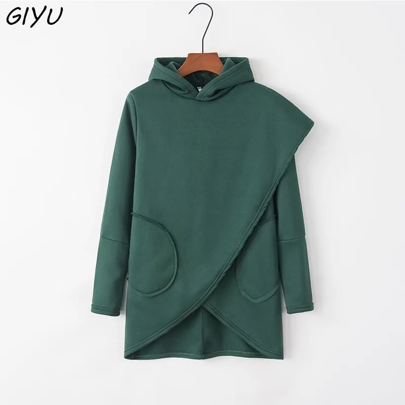 Women Autumn Winter Personality Hoodies T Shirt Tops Plus Size 2019 Clothing Velvet Casual Irregular Femme | Женская одежда