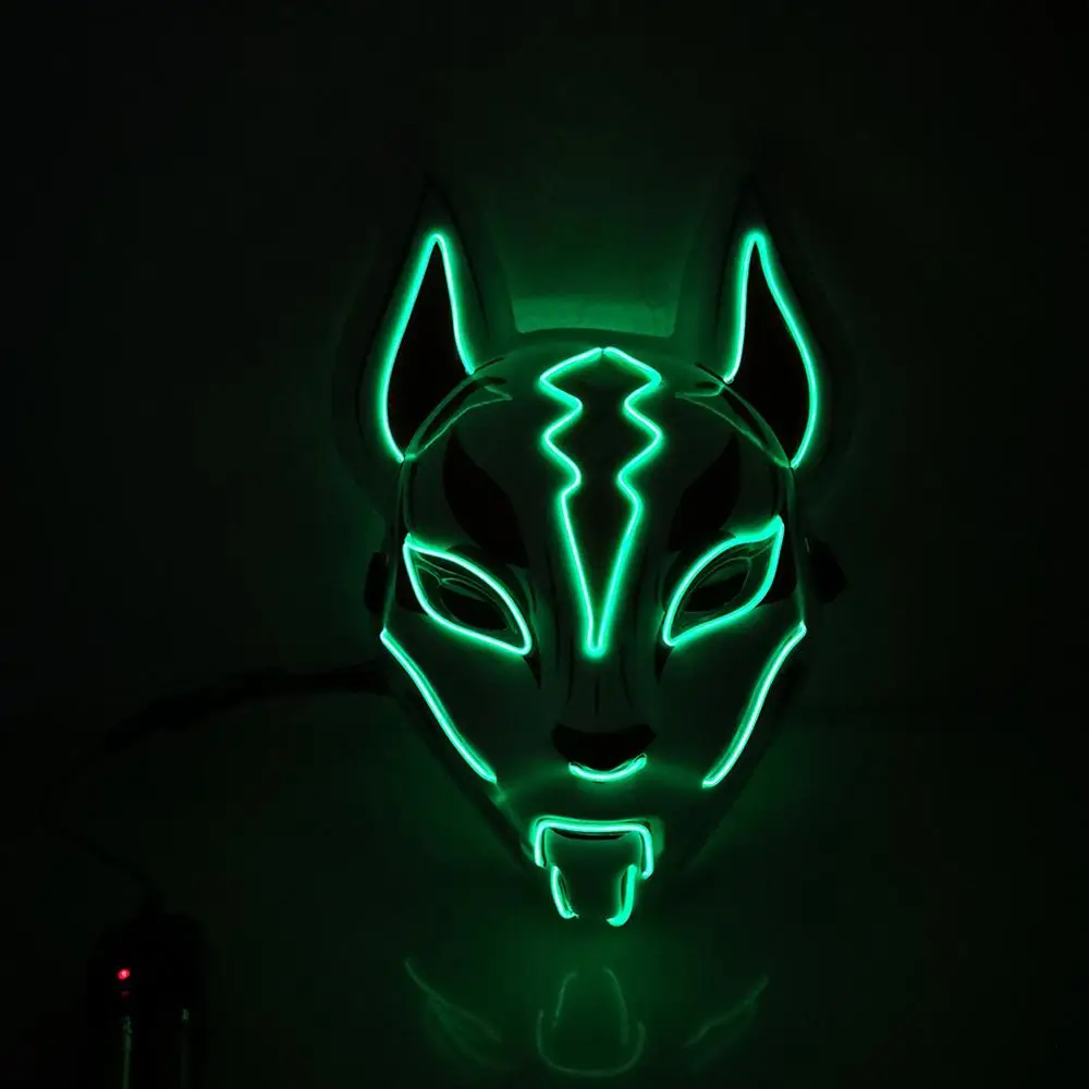 Лиса полное лицо светящаяся маска свет Светодиодная маска на Хэллоуин вечеринку маска маски светится в темноте ужасная маска светящаяся маска очистка 40P - Цвет: 1