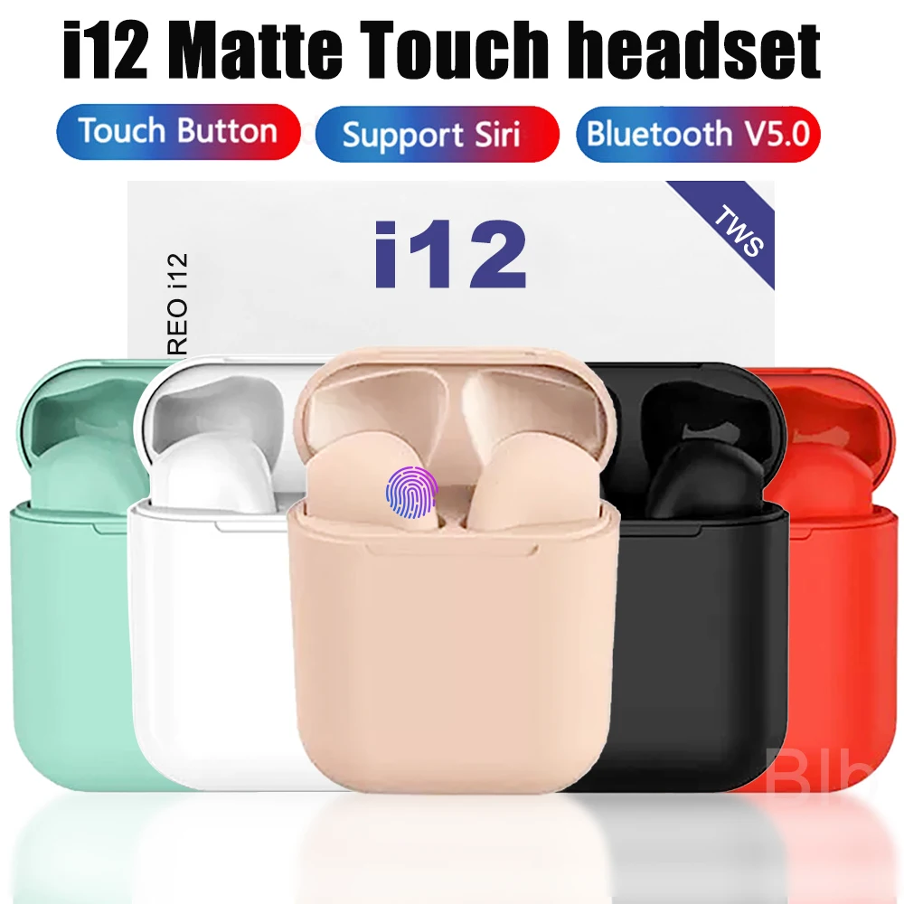 I12 tws оригинальные матовые bluetooth наушники bluetooth 5,0 Touch Pop up беспроводная гарнитура спортивная для смартфонов