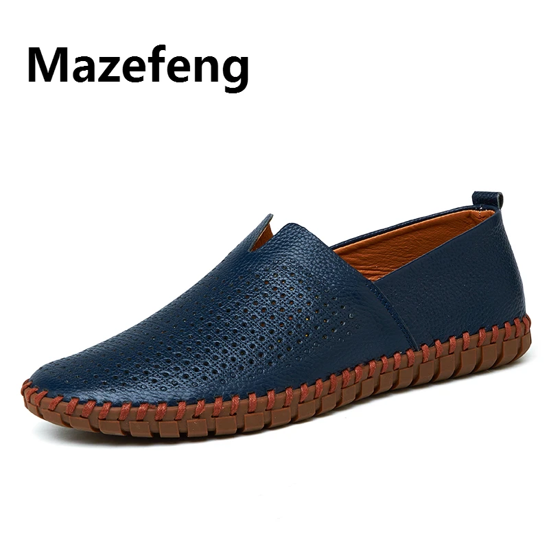 

Leather Men Shoes Summer Breathable Soft Men Luxury Driving Shoes Slip on Casual Male Loafers Comfort Moccasins Plus Size 39-50