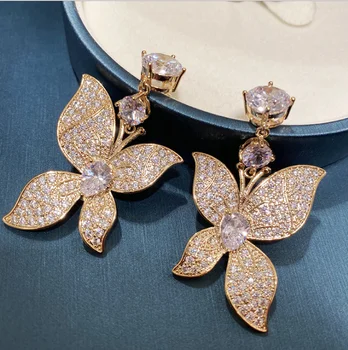 

women big butterfly exaggerated earrings with zircon temperament earrings