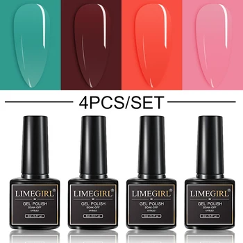 

Limegirl 8ML 4/2pcs/set Gel Nail Polish Set Soak off UV Holographics Glitter Sequins Gel Polish Varnish Set for Nail Art Design