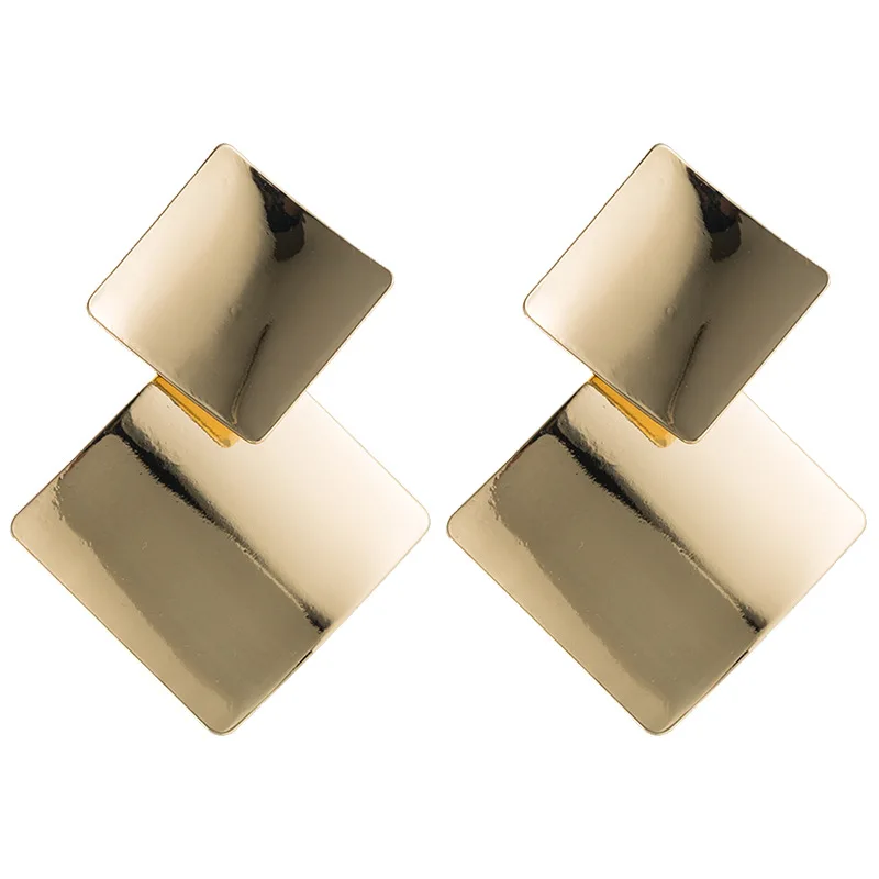 Преувеличенные гладкие серьги из сплава женские простые с металлической