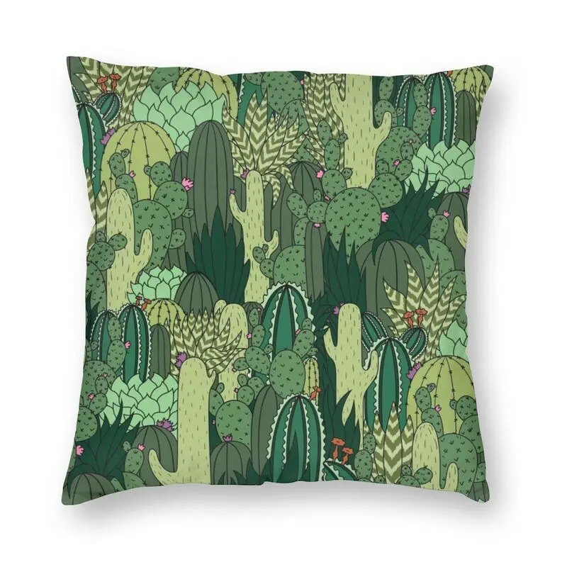 

Soft Tropical Cactus Pattern Throw Pillow Case Decoration Green Plants Cacti Succulents Cushion Cover 45x45 Pillowcover for Sofa