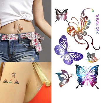

1 Sheets Body Art waterproof temporary tattoos paper women simple 3d CAT design small Silver tattoo sticker For Children