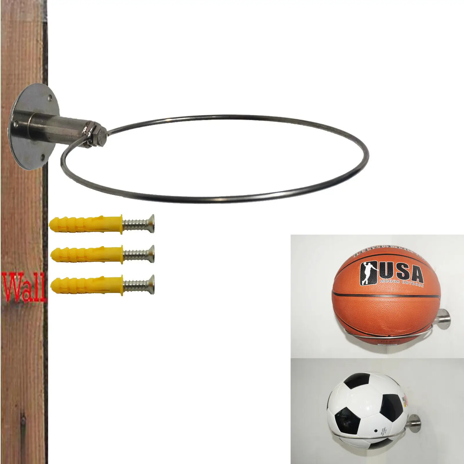 Soccers Holder Wall Mount Basketball Storage Rack Display Holder For Ball L6C0 