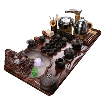 

Purple Sand Kung Fu Tea Set Teapot Teacup Home Himple water atomization automatic one-piece solid wood tea tray tea table
