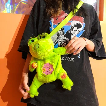 

Kawaii New Japanese Cartoon Lovely Meng Frog Woman Pack Furry Single Shoulder Slant Plush Backpack Small Shoulder Backpack