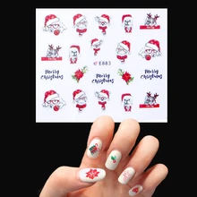 Рождественские 3D наклейки для ногтей, олень, дерево, подарок, слайдеры, полное покрытие, обертывание, зимние художественные украшения, переводные наклейки для маникюра кончиков ногтей BEE875-885