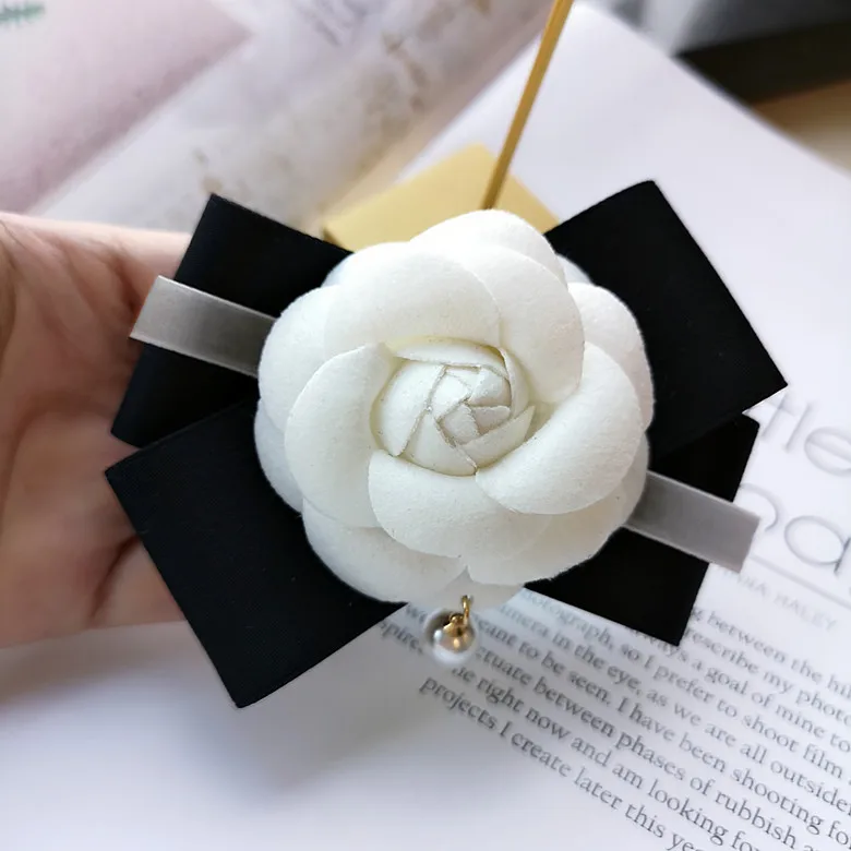 

Korean New High-grade Camellia Flower Brooch Cloth Art Bowknot Broche Pins for Women Shawl Shirt Collar Clothing Accessories