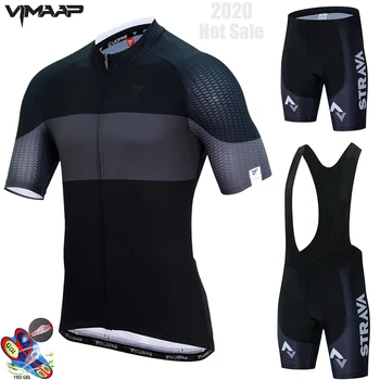 

STRAVA 2020 Men Cycling Jersey Summer Short Sleeve Set Maillot 19D bib shorts Bicycle Clothes Sportwear Shirt Clothing Suit NW