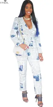 

New Womens Tracksuit Set Full Sleeve Blazers Pants Suit Two Piece Set Office Lady Women Outfits Women Set Letter Print Uniform