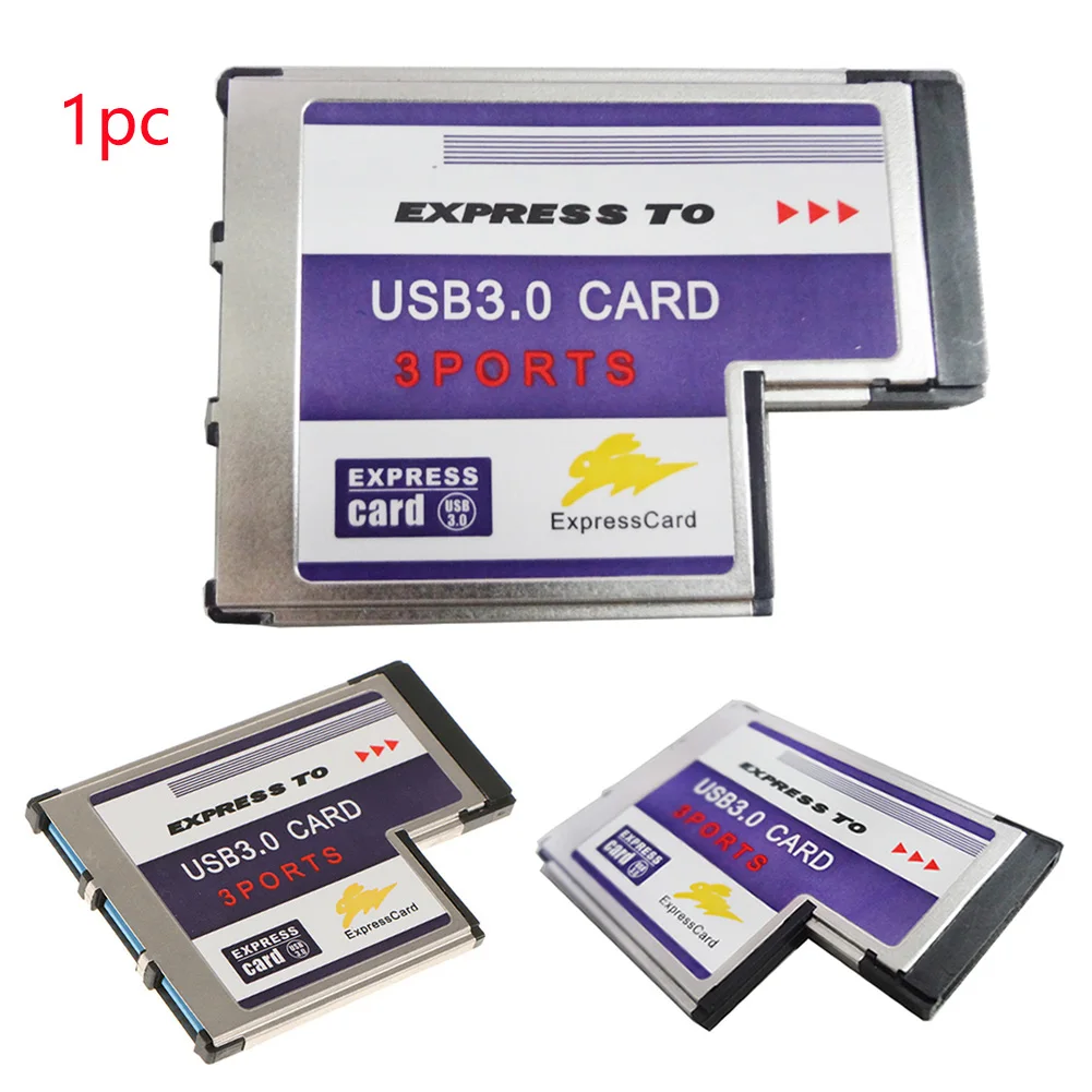 

3 Port USB 3.0 Express Card Durable Computer 5Gbps High Speed Stable Adapter Express Card Laptop Controller Accessory