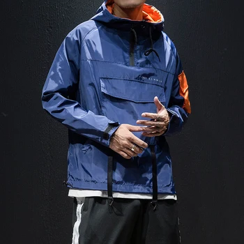 

Polyester Mens Jackets And Coats Streetwear Bomber Jacket Men Windbreaker Fashions Clothes 2019 Autumn Hooded Loose M-5XL