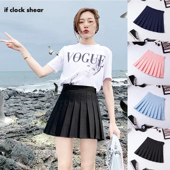 

Sexy College Wind Women Pleated Mini Skirt Female Student Skirt Cosplay Club Clothing Solid Color Mini Skirt Anti-light Lining