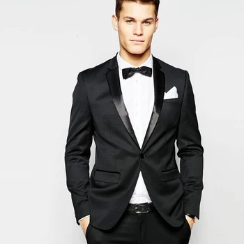 

Black 2 Pieces Slim Fit Suit Men Suits for Wedding Trajes Hombre Formal Groom Suits Custom Made Wedding Suits Jacket+Pants