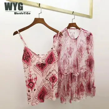 

Ladies Sweet Shrinkle Silk Blouses and Tops 2020 Spring Summer New Frilled Ruffles Flare Sleeve Elegant Breathable Loose Blouse