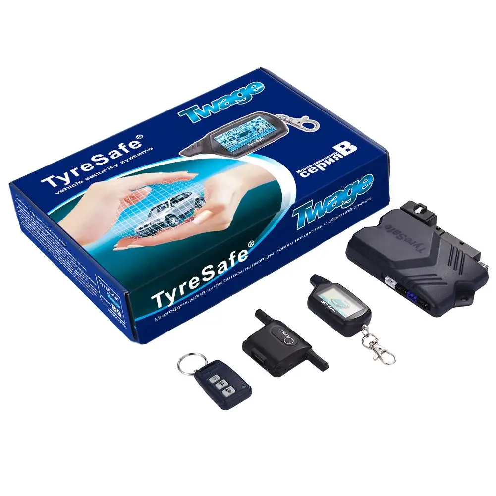 

For TYRESAFE B9 Two-way Car Alarm Burglar Alarm System Two-way Alarm Remote Control With Start Car Alarm System B9