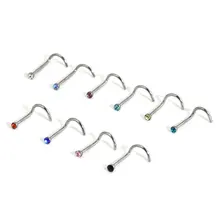 10 шт Персонализированные Пирсинг нос шпильки кольцо для носа из нержавеющей стали Стразы нос шпильки пирсинг ювелирные изделия для женщин