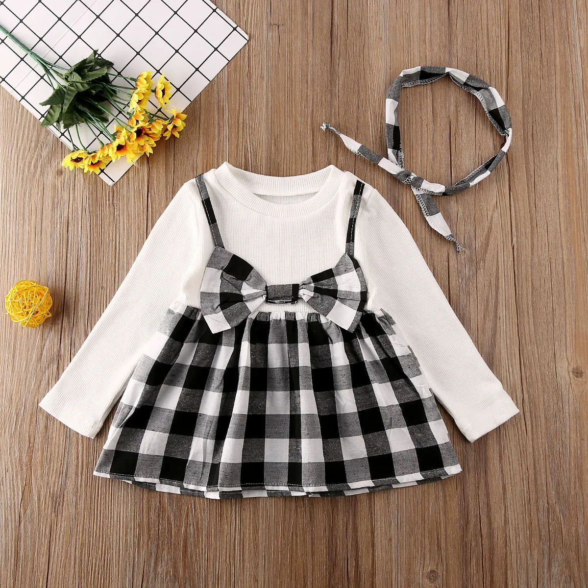 PUDCOCO Infant Christmas Party Outfit Girl Baby Xmas Party Tutu Dress+ Headband Clothes Baby Girls Long Sleeves Princess Dress - Color: Black