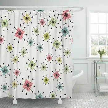 

Shower Curtain Vintage Atomic Stars Retro Pattern on of Boomerangs Items are Grouped So You Them Independently from The
