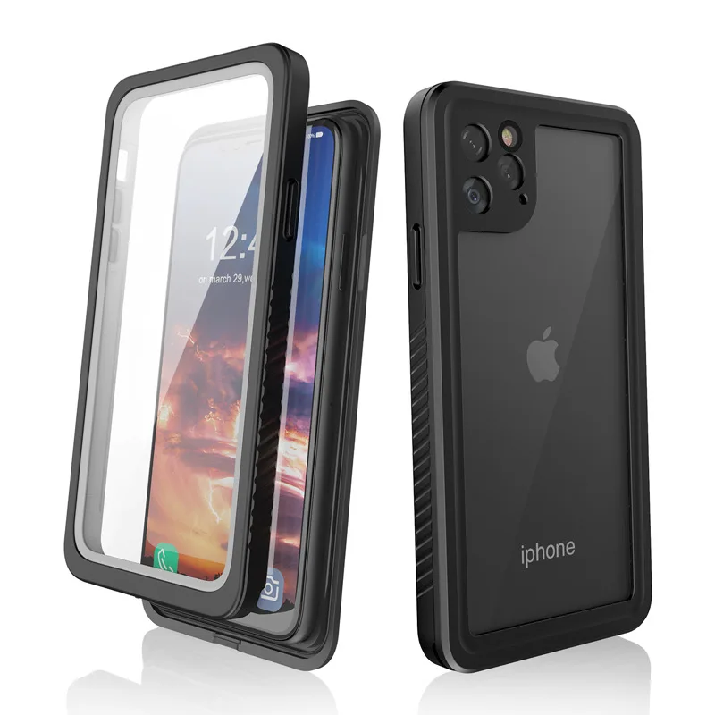 Водонепроницаемый чехол для iPhone 11 Pro Max, противоударный чехол для дайвинга, плавания, для улицы, 360, полная защита для iPhone 11pro Max, чехол - Цвет: Черный