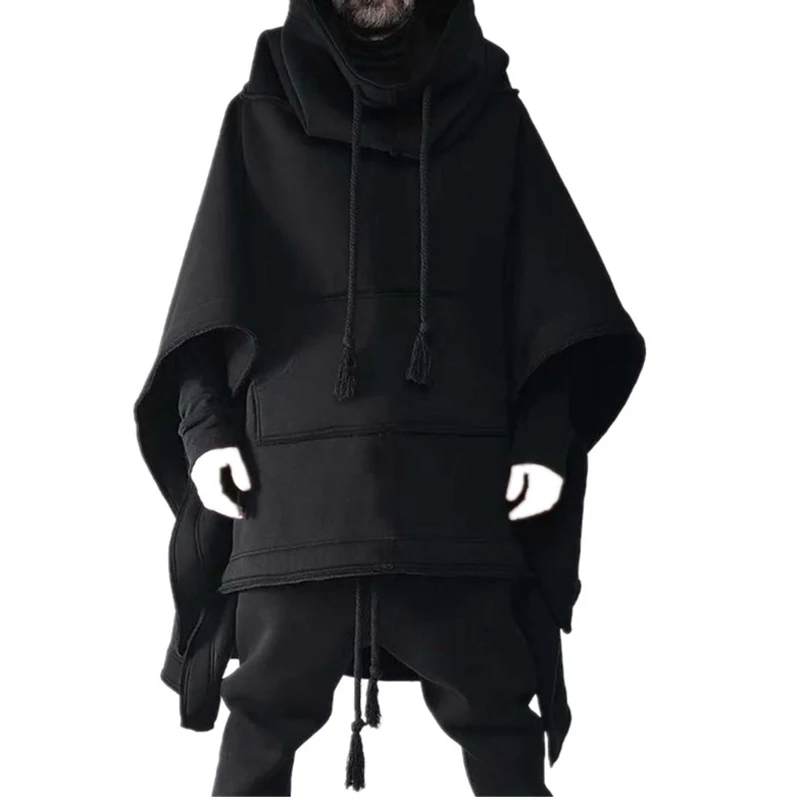 

Cape cloak in the long bat hoodie autumn and winter woolen coat male personality jacket woolen shawl front short and long