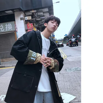 

2019 Autumn New Korean Men's Fashion Wild Long Section INS Tide Personality Loose Harajuku Casual Windbreaker