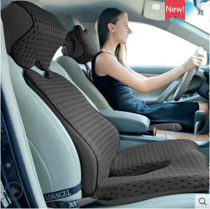thumbnail image 1 of Juego de cojines de coche de alta calidad con espuma viscoelástica, soporte lumbar para el cuello y la espalda, cojín para asiento de conducción, oficina y hogar, 1 of 5