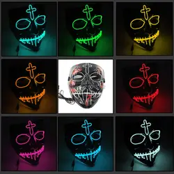 Декор дома с привидениями 10 цветов Варианты череп лицо EL маска косплей реквизит неоновый светящийся светодиодный маска ужаса светильник в