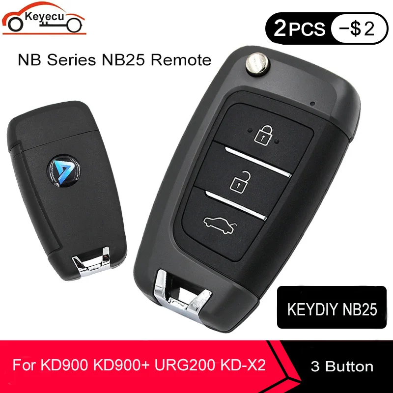 KEYECU 5 Pcs/ Lot KEYDIY NB Series NB25 Universal Remote Car Key 3 Button for KD900 KD900+ URG200 KD-X2 Mini KD 5 functions