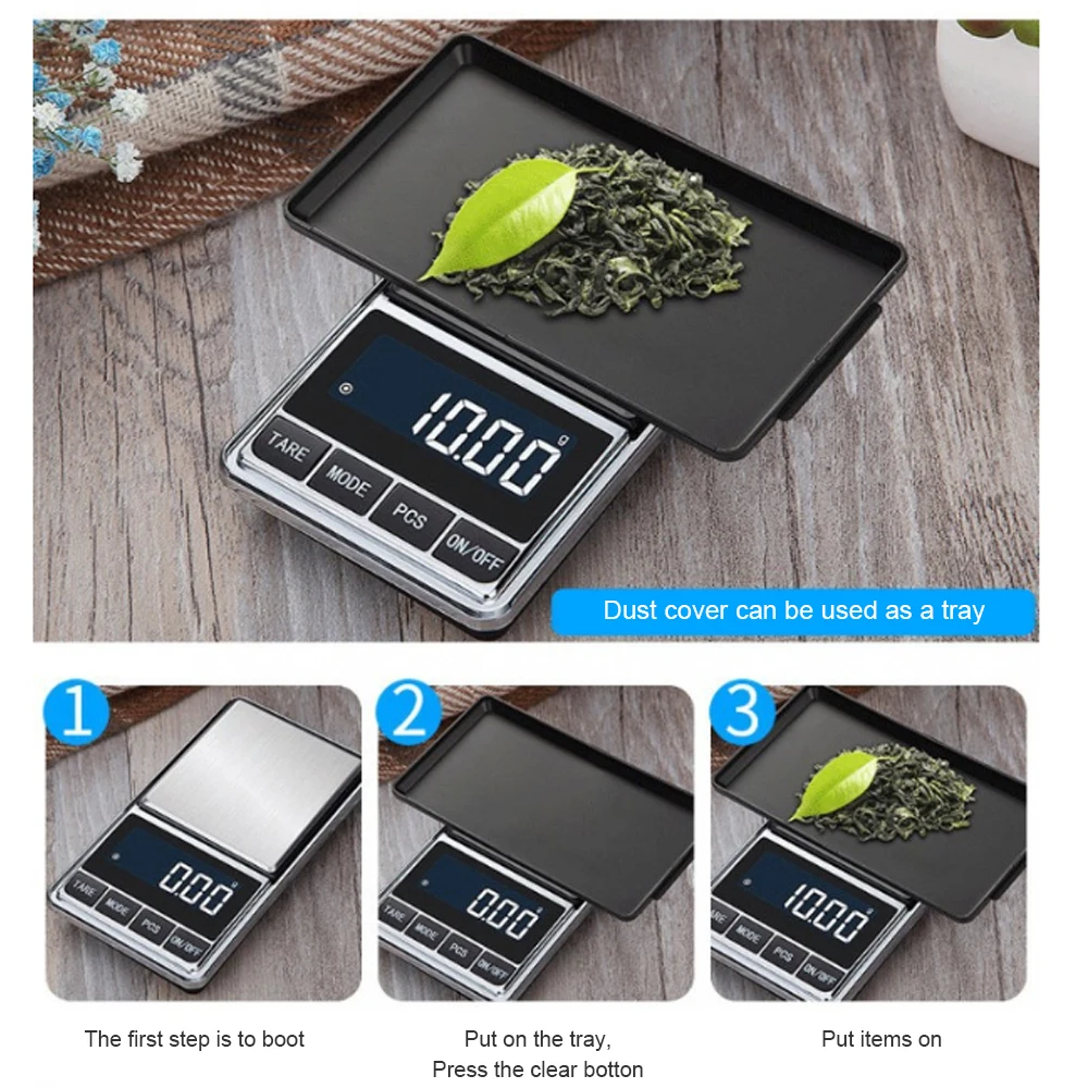 

Mini Digital Scales Electronic Weigh Pocket Scale 0.01g 100/200/300/500g/1000g Libra Medicine Lab Balance Car Key Gram Weight